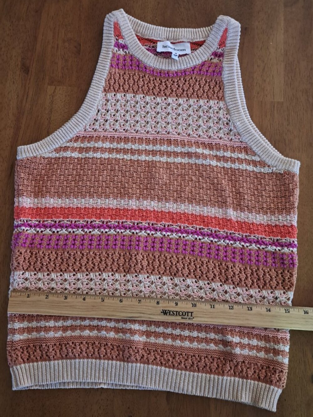 Heartloom The Kenzie Tank Small Crochet, knit Boho, fisherman Cotton Sleeveless - Picture 2 of 9